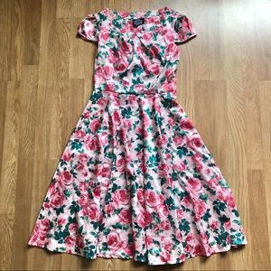 H&R Pink Roses Floral Vintage Pinup Swing Dress